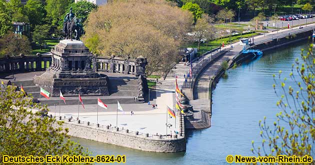 Deutsches Eck (German Corner) in Koblenz on the river Rhine